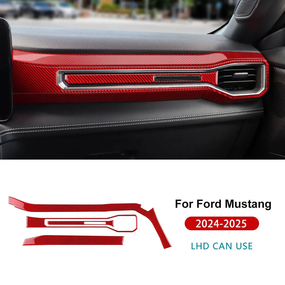 Real Carbon Fiber Console Trim for Mustang GT 2024-2026 Type C For LHD Red – Car Accessories | MotorWorld Marketplace