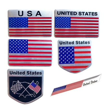 Aluminum USA Flag Map Emblem Badge for Ford, Chevy, Jeep