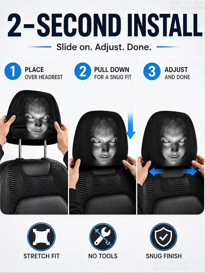 Ghost Face Universal Headrest Covers – Halloween Car Upgrade – Car Accessories | MotorWorld Marketplace