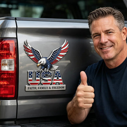 USA Eagle 3D Metal Emblem – Faith, Family & Freedom Decal – Car Accessories | MotorWorld Marketplace