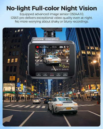 Caméra embarquée AZDOME GS63Pro : 4K/1080P, GPS, vision nocturne, surveillance 24 h/24