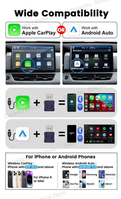 CarlinKit 5.0 Mini Adapter Wireless CarPlay & Android Auto
