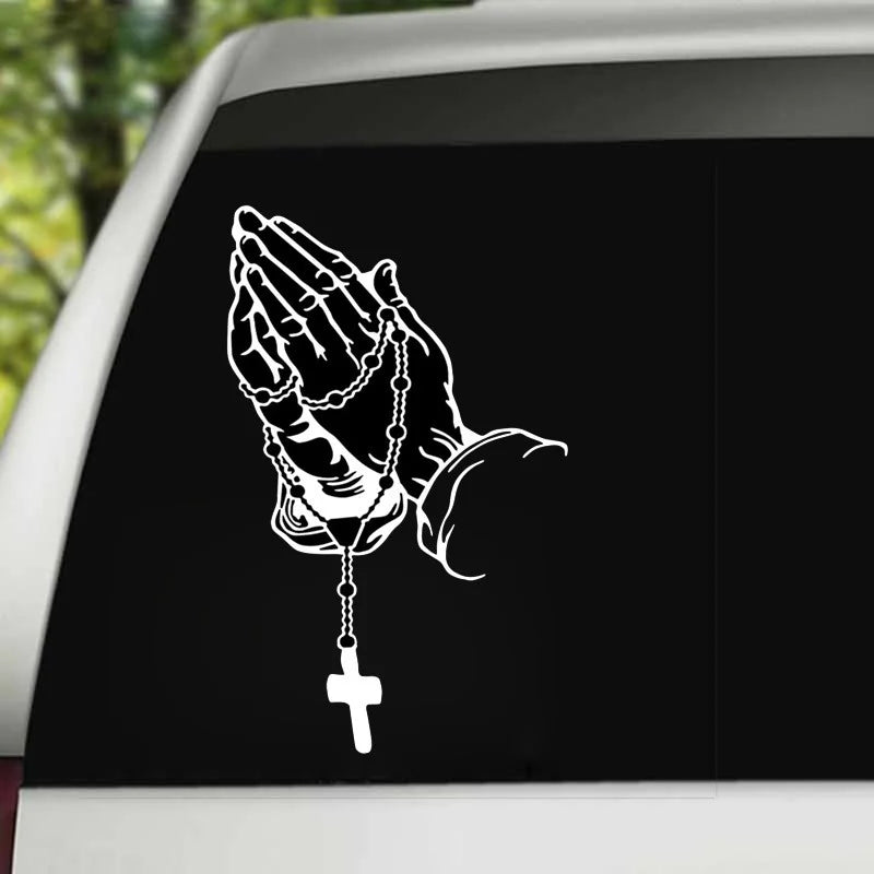 Pearl Rosary Jesus Car Sticker – Prayer Auto Vinyl Decal