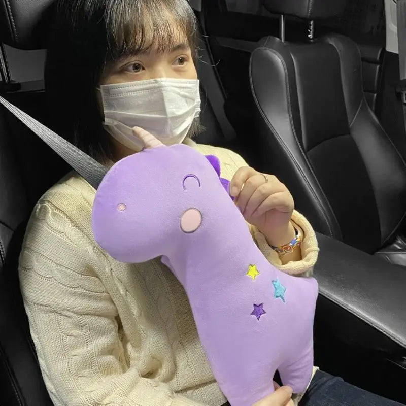 (NOT SOLD TO USA) Cute Plush Dinosaur & Unicorn Seat Belt Covers – Universal Fit – Car Accessories | MotorWorld Marketplace