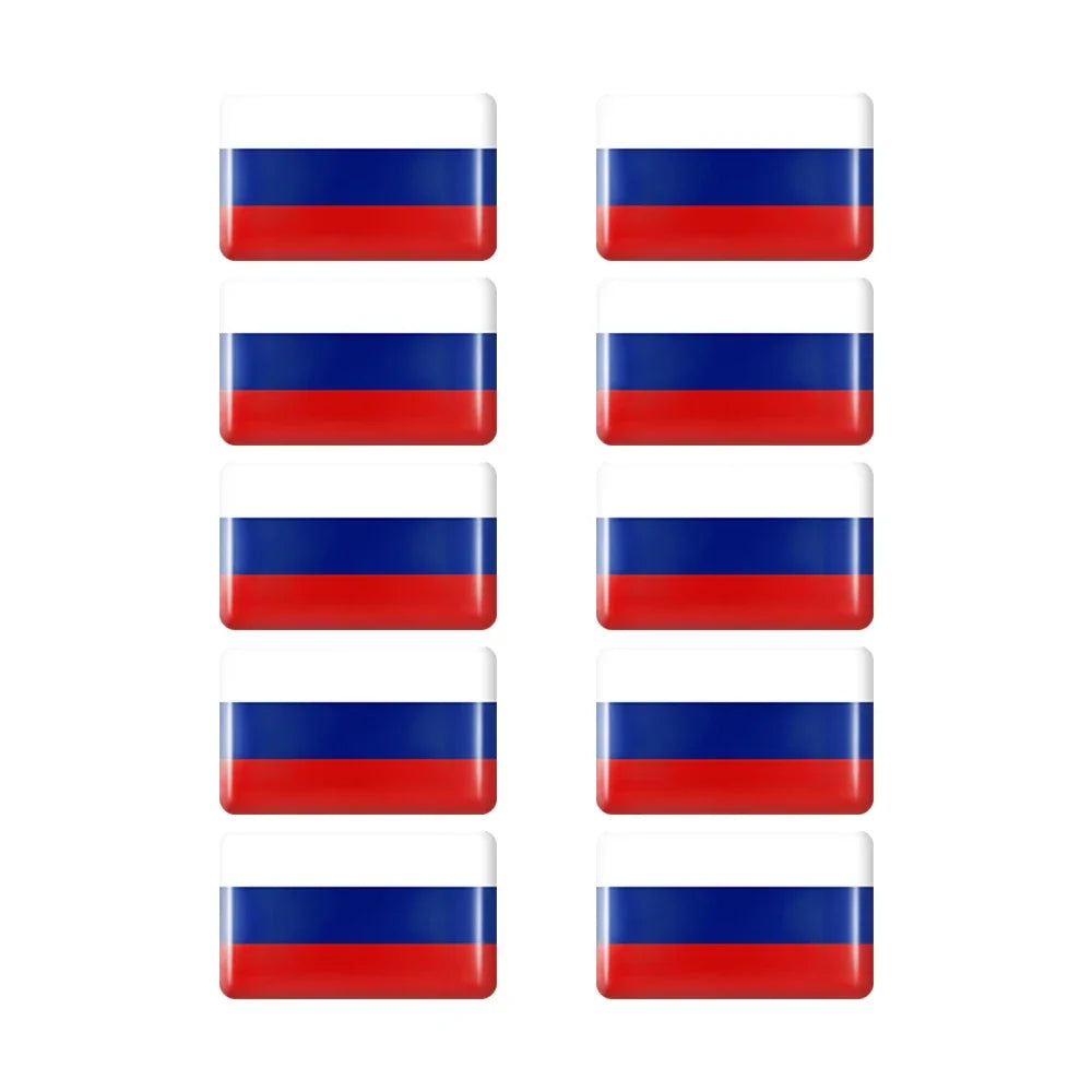 10pcs Epoxy Flag Badge Decals UAE, NL, RU, BR, IT, TH