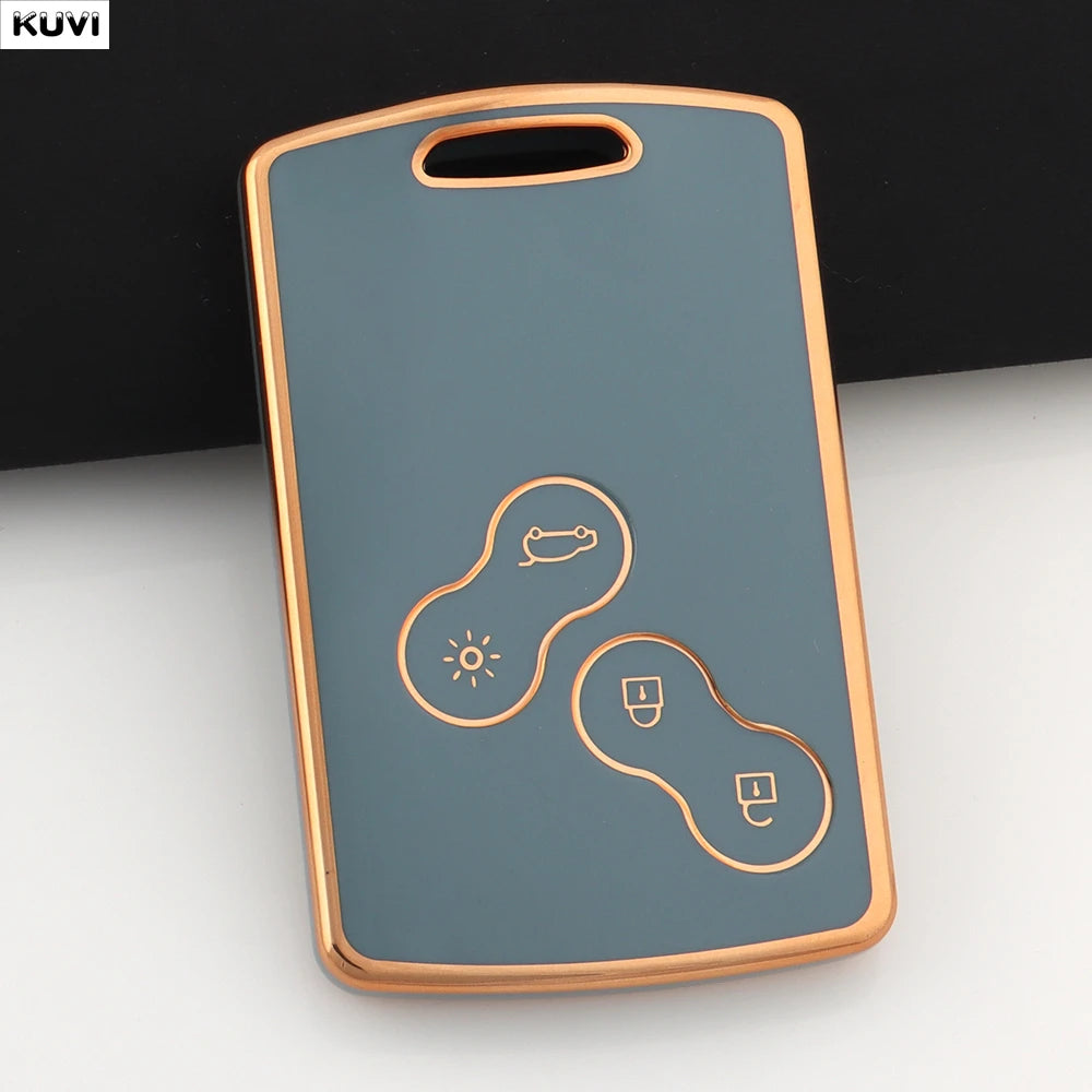 Golden TPU Smart Key Case for Renault Clio/Megane/Koleos