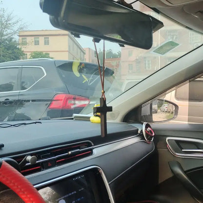 Wood Cross Rearview Mirror Ornament – Safe Driving Gift