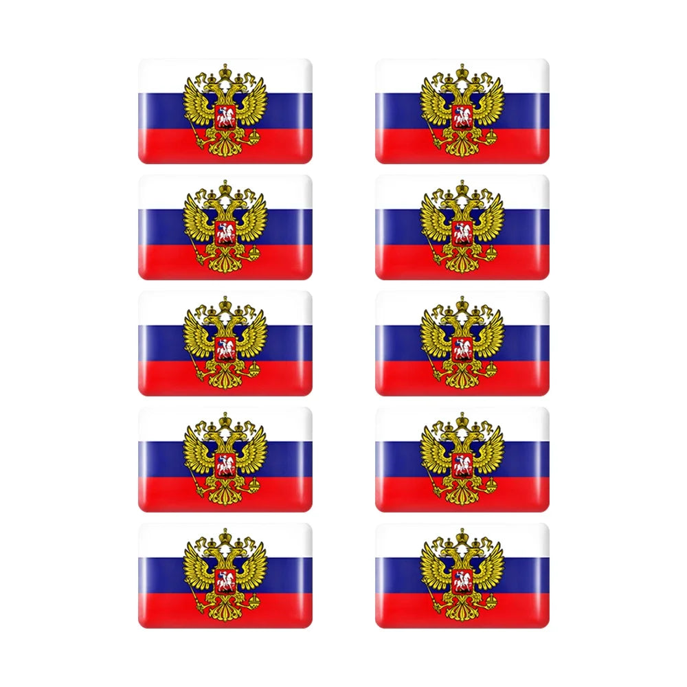 10pcs Epoxy Flag Badge Decals UAE, NL, RU, BR, IT, TH