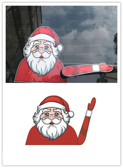 Christmas Car Window Sticker – Santa Elk Glass Decor, Durable
