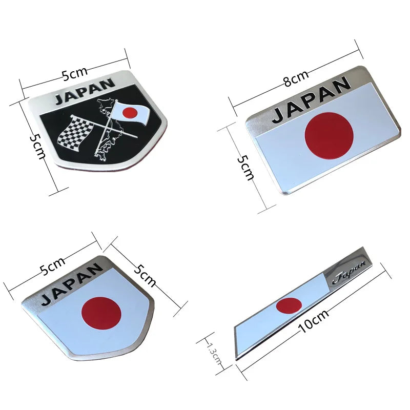 Universal 3D Aluminum Japan Flag Emblem Badge Decal