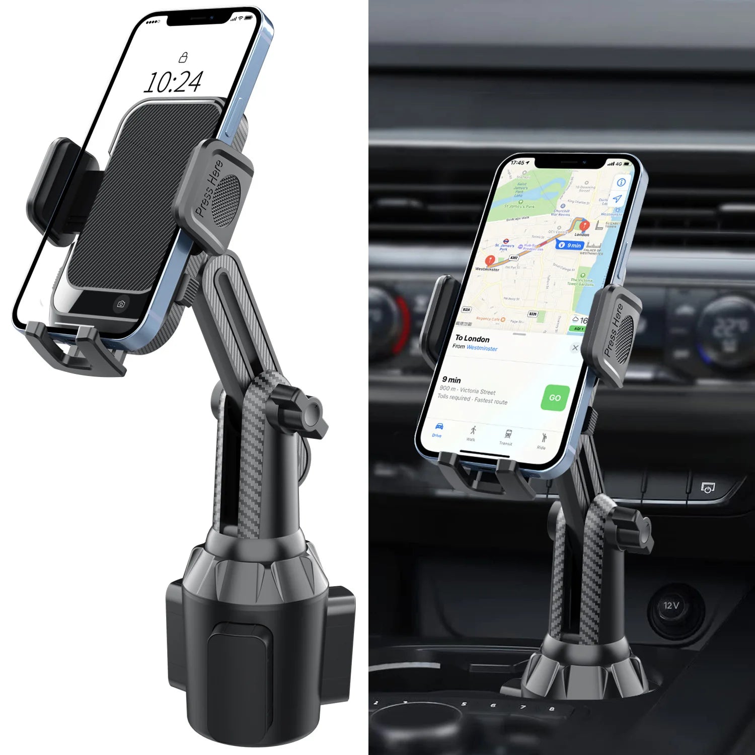 Upgraded 360° Cup Phone Holder, Universal Fit, Pro Quality black – Car Accessories | MotorWorld Marketplace