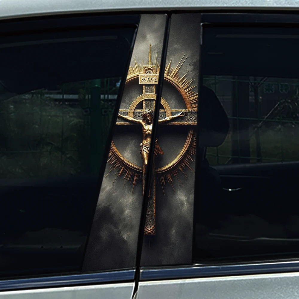 God Prayer Jesus Cross B-Pillar Sticker Waterproof Decal