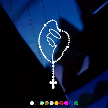 Our Lady Rosary Car Decal – Rear Window Auto Sticker 1pc