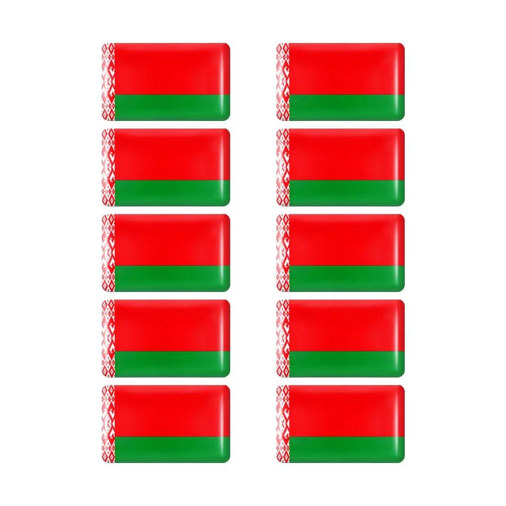 10pcs Epoxy Flag Badge Decals UAE, NL, RU, BR, IT, TH