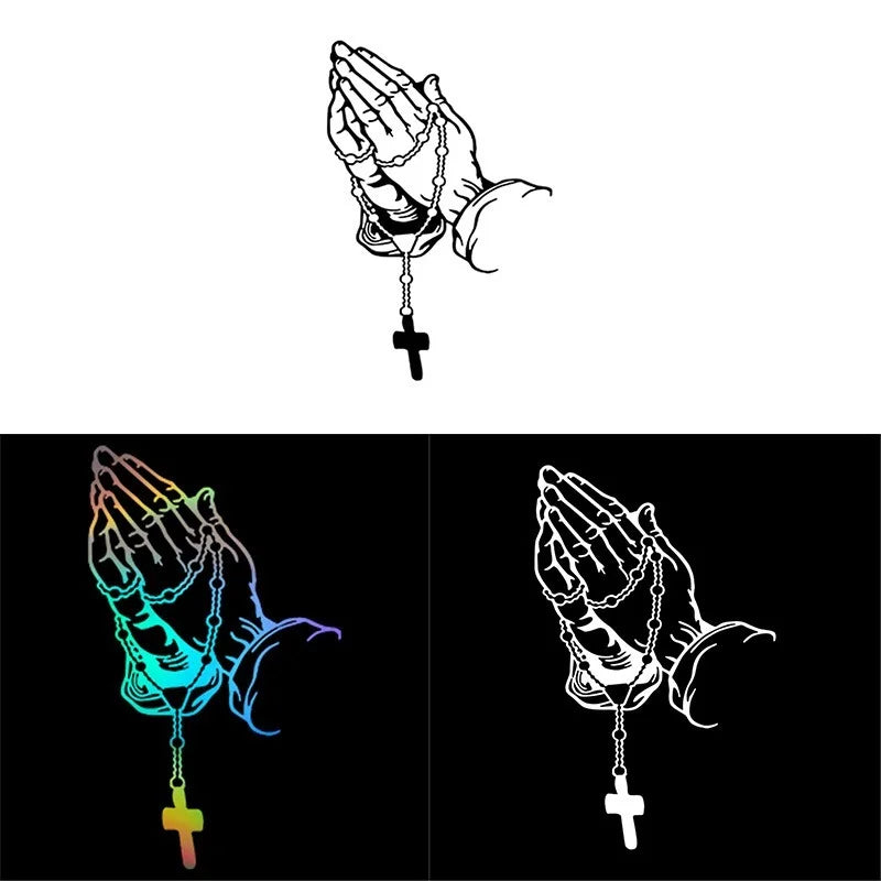 Pearl Rosary Jesus Car Sticker – Prayer Auto Vinyl Decal