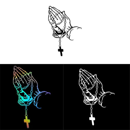 Pearl Rosary Jesus Car Sticker – Prayer Auto Vinyl Decal