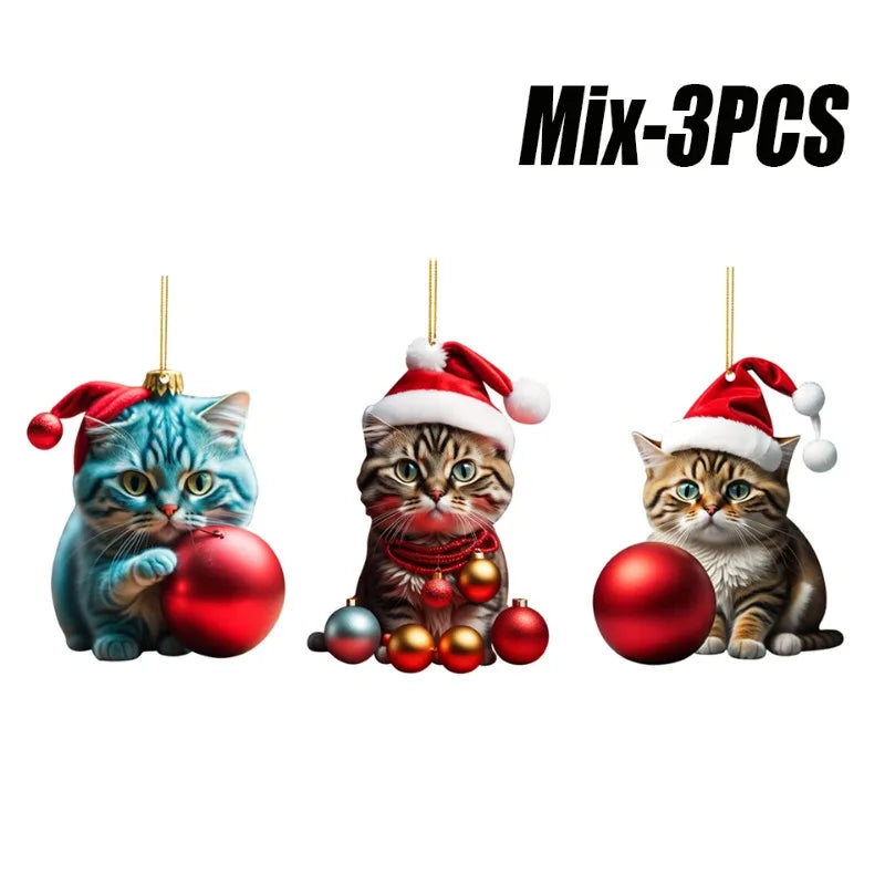 10PCS Cartoon Cat Car Pendants – Pro Interior Xmas Decor Set