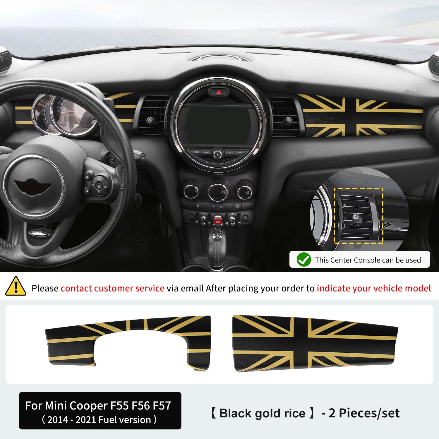 Premium ABS Leather Dashboard Shell for Mini F55/F56/F57 Black gold rice – Car Accessories | MotorWorld Marketplace