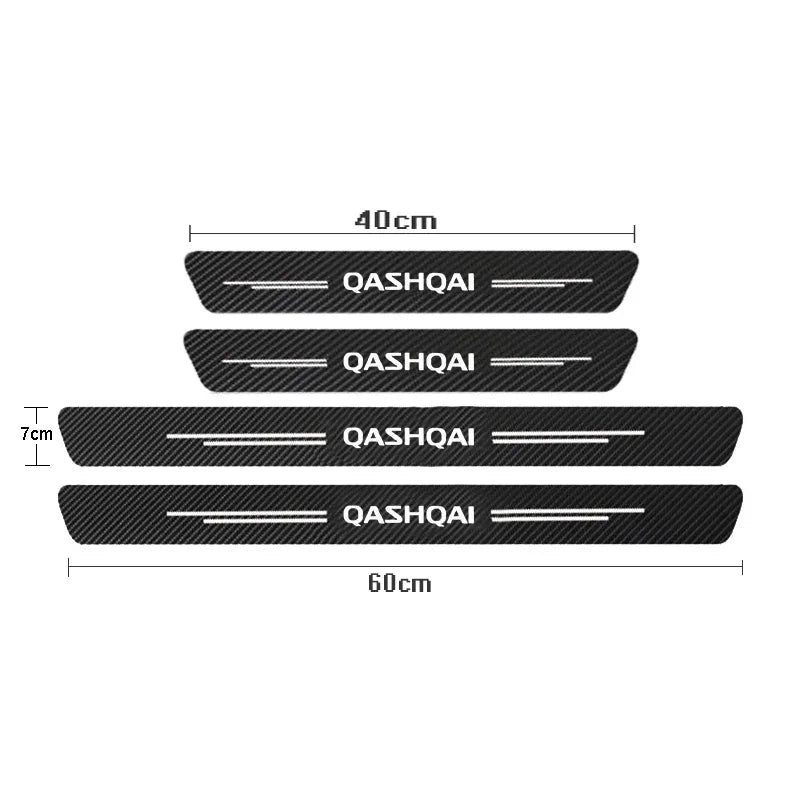 4pcs Carbon Fiber Door Sill Protectors for Nissan Qashqai