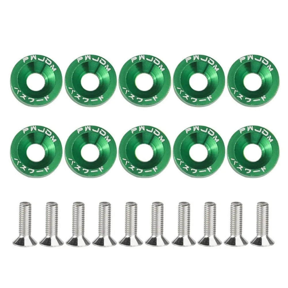 10Pcs M6 JDM Aluminum Washers Hex Screws Car/Scooter Mods Green – Car Accessories | MotorWorld Marketplace