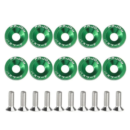 10Pcs M6 JDM Aluminum Washers Hex Screws Car/Scooter Mods Green – Car Accessories | MotorWorld Marketplace