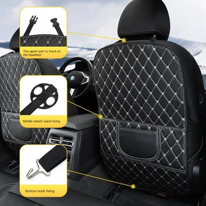 PU Leather Car Seat Back Protector Pad – Anti-Kick, Durable – Car Accessories | MotorWorld Marketplace