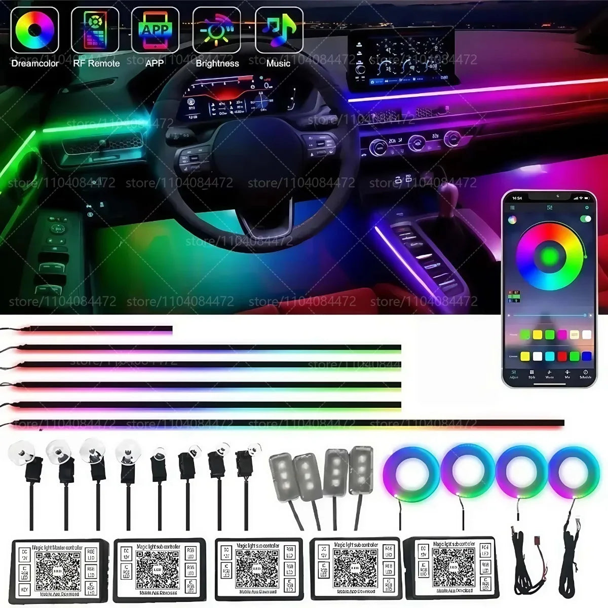 For Bentley Flying Spur 3Y/4N RGB 22in1 Ambient Light Kit