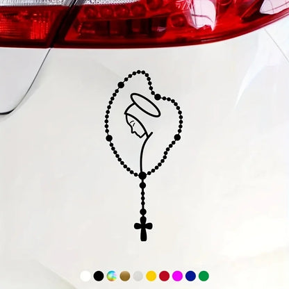 Our Lady Rosary Car Decal – Rear Window Auto Sticker 1pc
