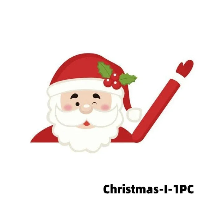 Christmas Car Window Sticker – Santa Elk Glass Decor, Durable