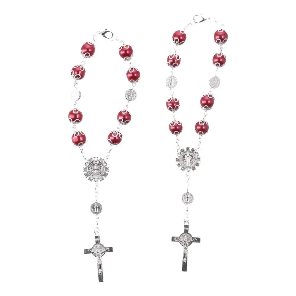 4pcs 10mm Alloy Glass Car Rosary Beads Pendant – 5 Colors