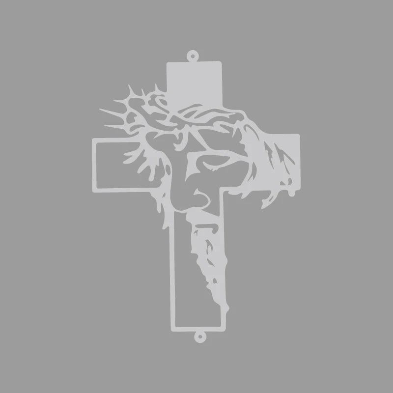 Jesus Cross Prayer Decal – High-Quality Car & Truck Sticker silvery white – Car Accessories | MotorWorld Marketplace