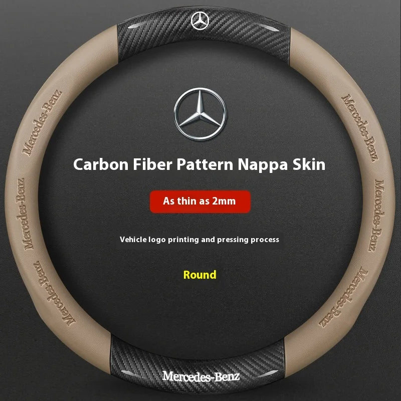 Mercedes-Benz Carbon Fiber Leather Steering Wheel Cover AntiSlip