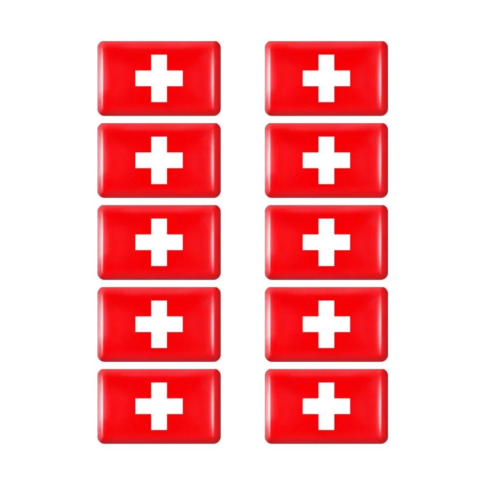 10pcs Epoxy Flag Badge Decals UAE, NL, RU, BR, IT, TH