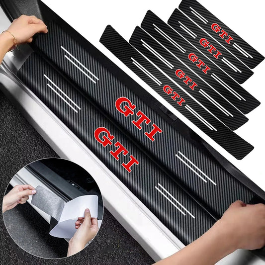 VW Carbon Fiber Door Sill Scuff Plate Stickers 1/4/5Pcs