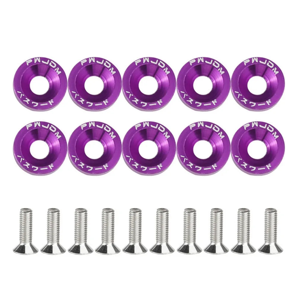 10Pcs M6 JDM Aluminum Washers Hex Screws Car/Scooter Mods Purple – Car Accessories | MotorWorld Marketplace