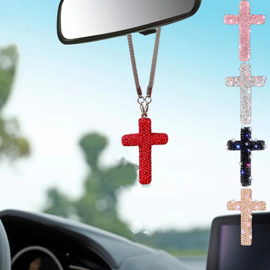 Crystal Diamond Cross Mirror Hanger – Universal Auto Decor