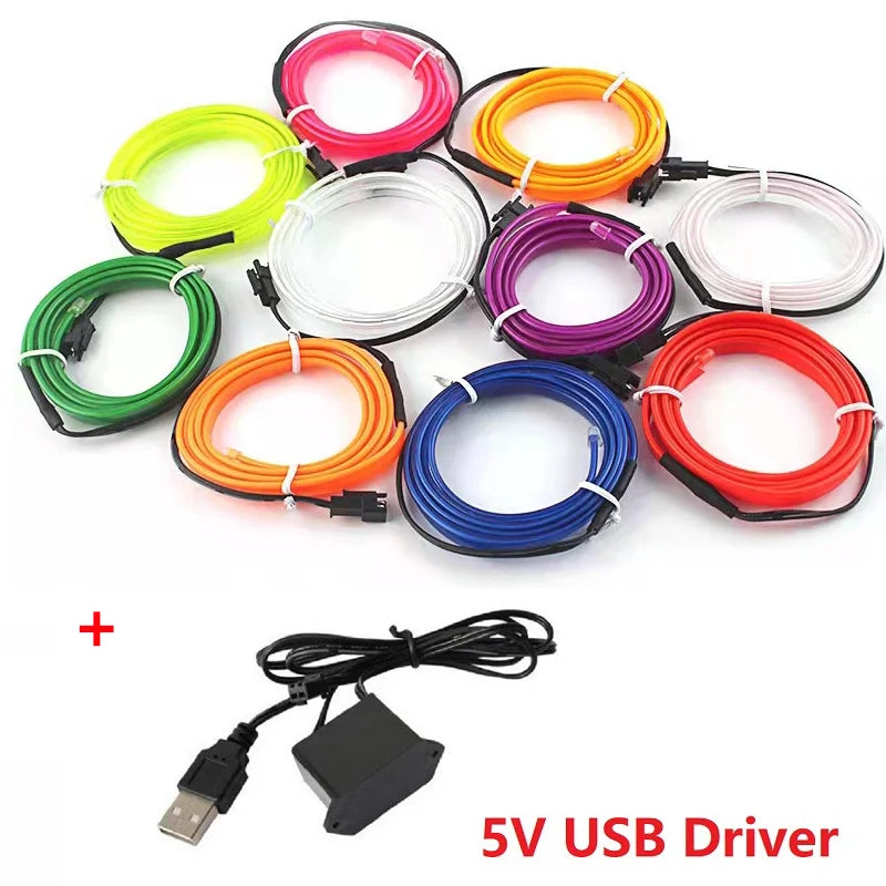 Flexible Car LED Neon Strip Light 1-5M USB/Cigar, Pro Decor With USB Drive – Car Accessories | MotorWorld Marketplace