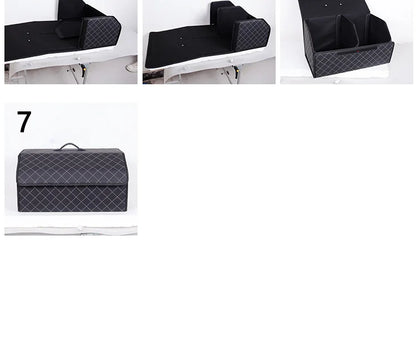 Boîte de rangement pour coffre de voiture en cuir de qualité supérieure, grande capacité