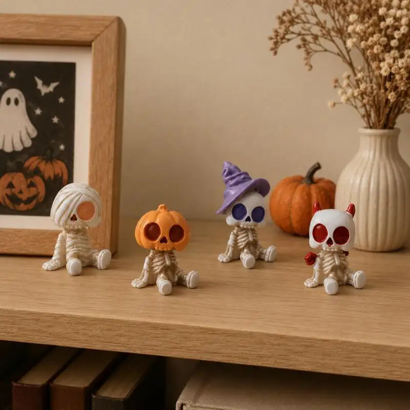 4PCS Halloween Skeleton Figurines – Gothic Car & Desk Decor – Car Accessories | MotorWorld Marketplace