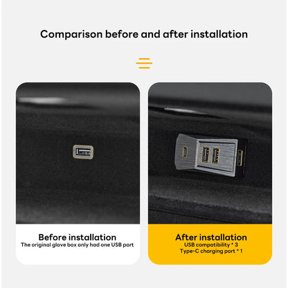 Tesla Model Y/3 Glovebox USB Hub Type-C Splitter Dock