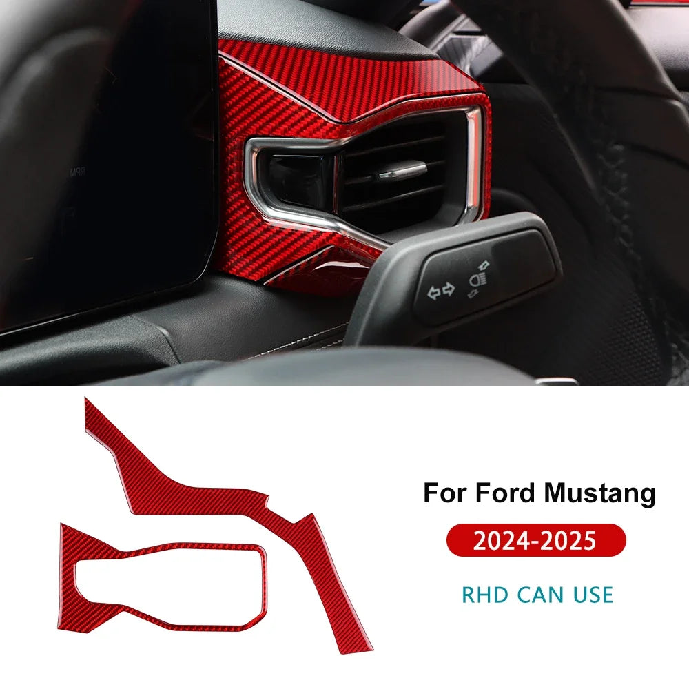 Real Carbon Fiber Console Trim for Mustang GT 2024-2026 Type B For RHD Red – Car Accessories | MotorWorld Marketplace