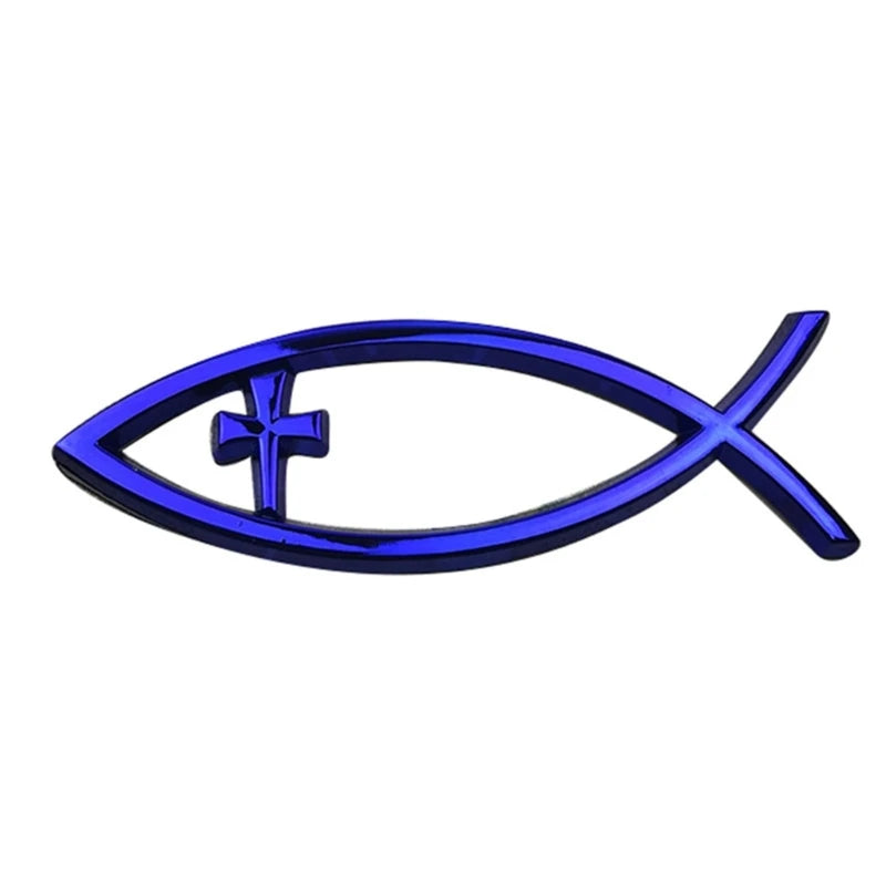 Waterproof Ichthys Car Sticker – Christian Fish Badge Decal Blue – Car Accessories | MotorWorld Marketplace