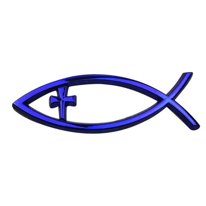 Waterproof Ichthys Car Sticker – Christian Fish Badge Decal Blue – Car Accessories | MotorWorld Marketplace