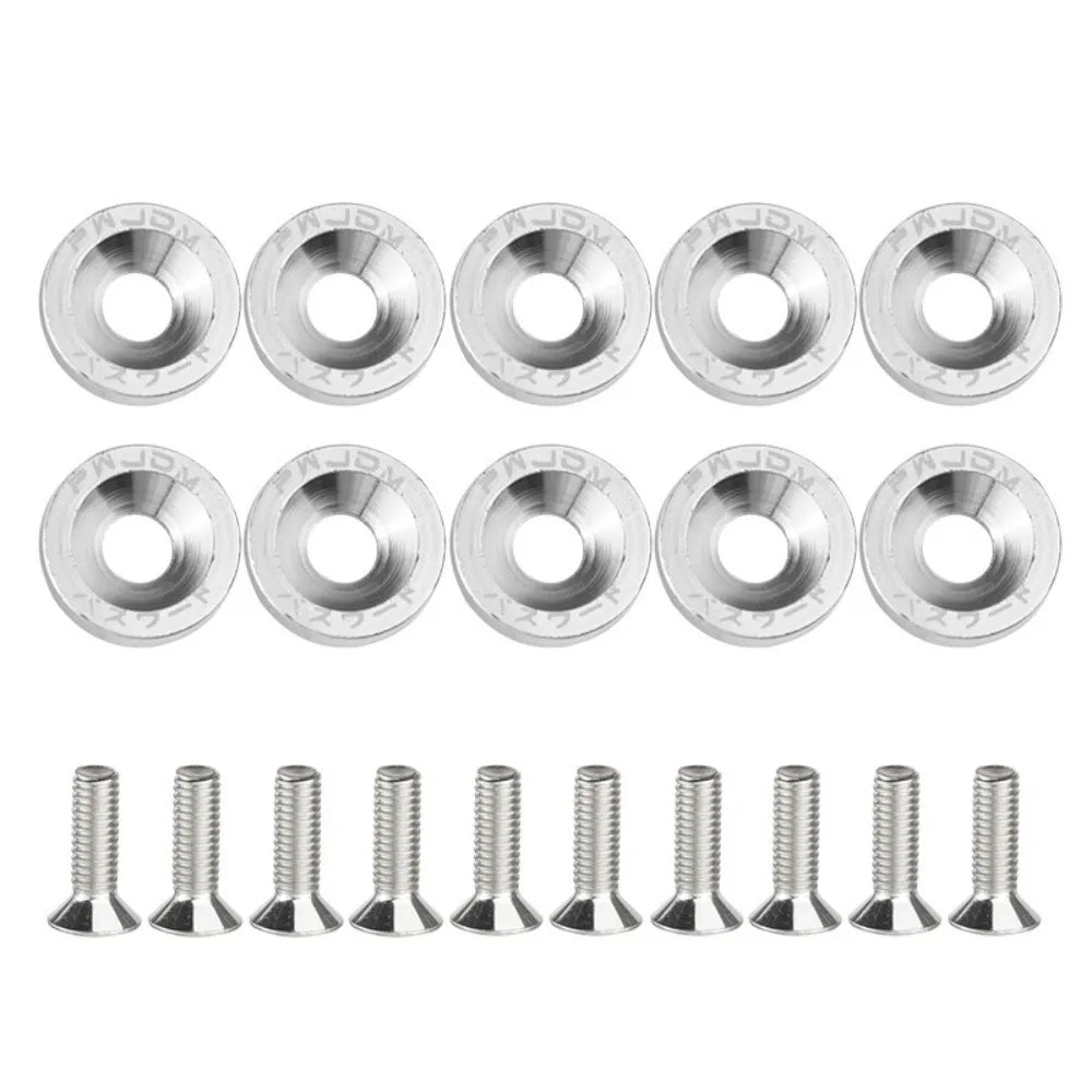 10Pcs M6 JDM Aluminum Washers Hex Screws Car/Scooter Mods Silver – Car Accessories | MotorWorld Marketplace