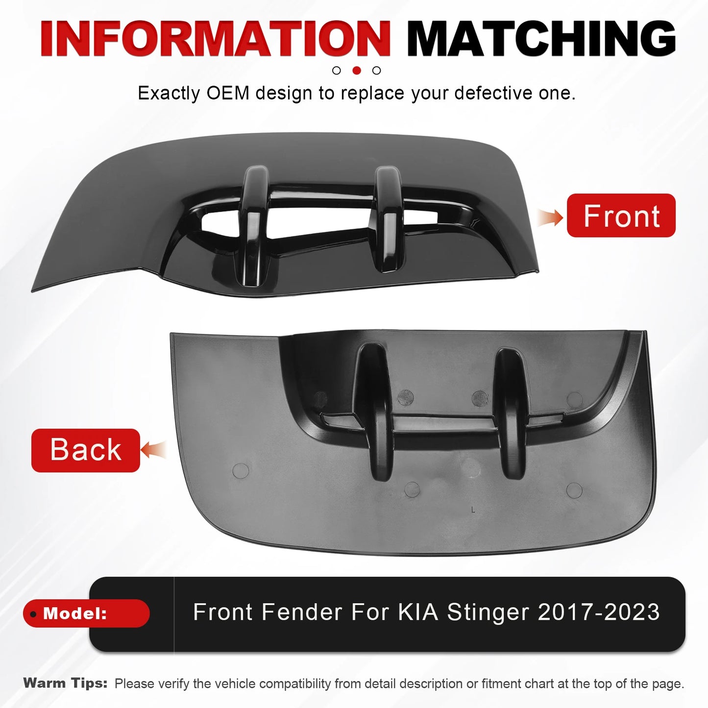 Front Fender Air Vent Covers for KIA Stinger 2017-2023, Pair – Car Accessories | MotorWorld Marketplace