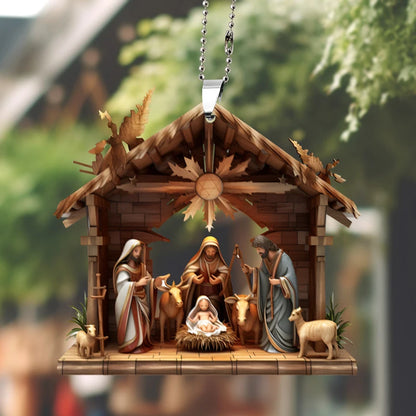 Pendentif de rétroviseur de voiture avec prière de la famille Jésus