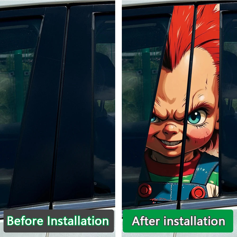 **Halloween Car B Pillar Sticker – Horror Protective Film 1/2pcs** – Car Accessories | MotorWorld Marketplace