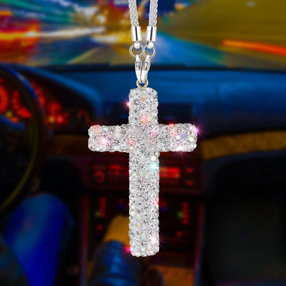 Crystal Diamond Cross Mirror Hanger – Universal Auto Decor