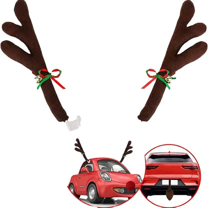 Christmas Car Antlers Kit w/ Red Nose & Tail – Festive Upgrade