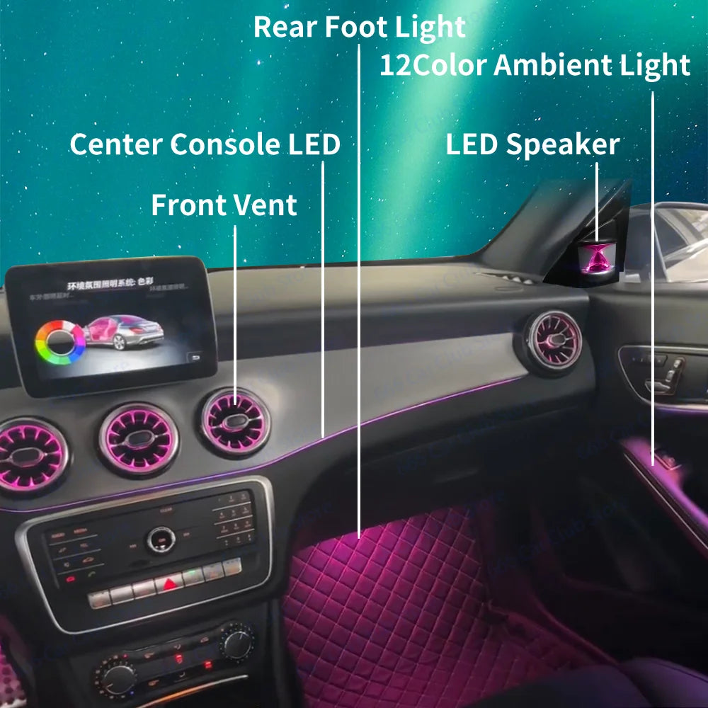 12-Color LED Turbo Vent Lights For Mercedes W117 W176 W156 – Car Accessories | MotorWorld Marketplace